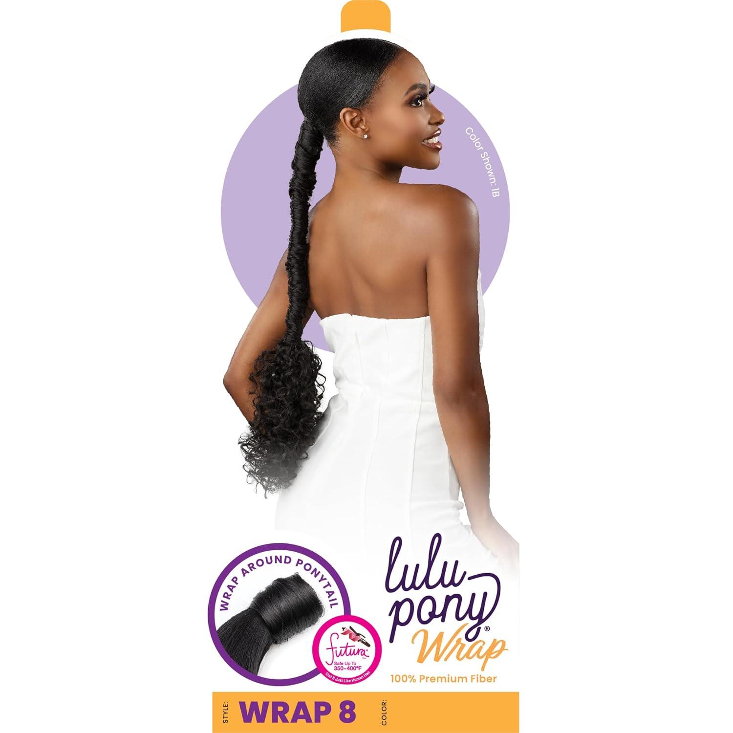 imageSensationnel Lulu pony wrap hairextensions 8 high heat synthetic yaki pony tail or up do hair wig piece 1 JETBLACK4 MEDBROWN