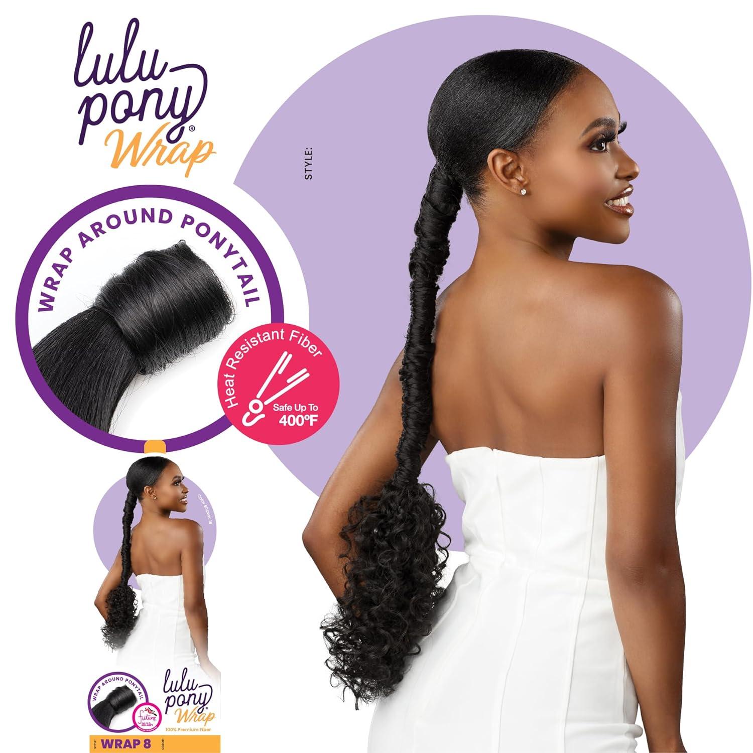 imageSensationnel Lulu pony wrap hairextensions 8 high heat synthetic yaki pony tail or up do hair wig piece 1 JETBLACKT227