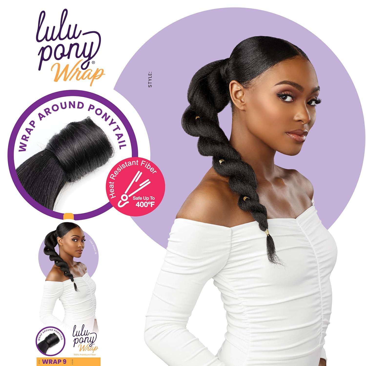 imageSensationnel Lulu pony wrap hairextensions 9 high heat synthetic yaki pony tail or up do hair wig piece 1 JETBLACKSM227