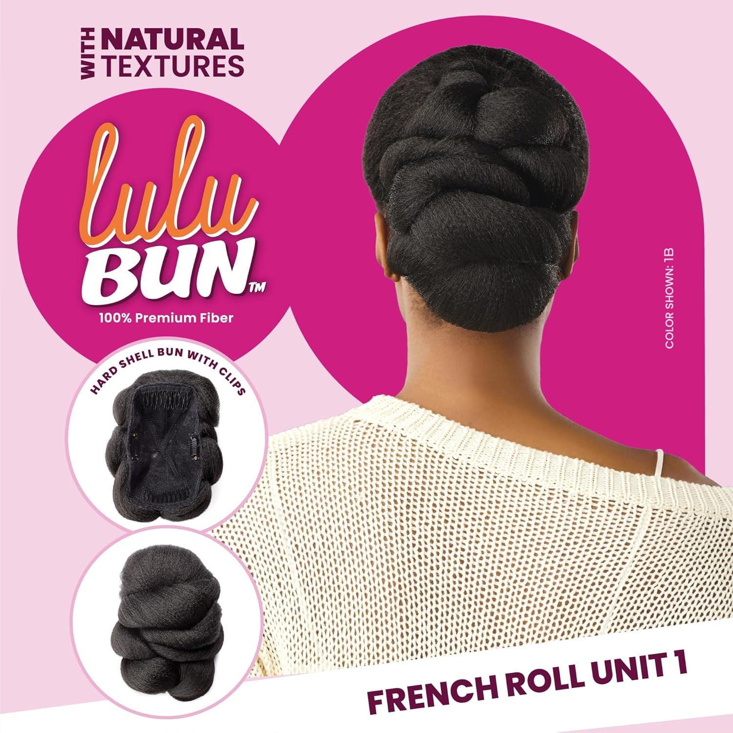 imageSensationnel LuluBun Updo Hairextensions French Roll Unit 1 Synthetic Hard Shell Bun with Clips Quick and Easy Wear Hair Wig Piece 1 JETBLACK1 JETBLACK