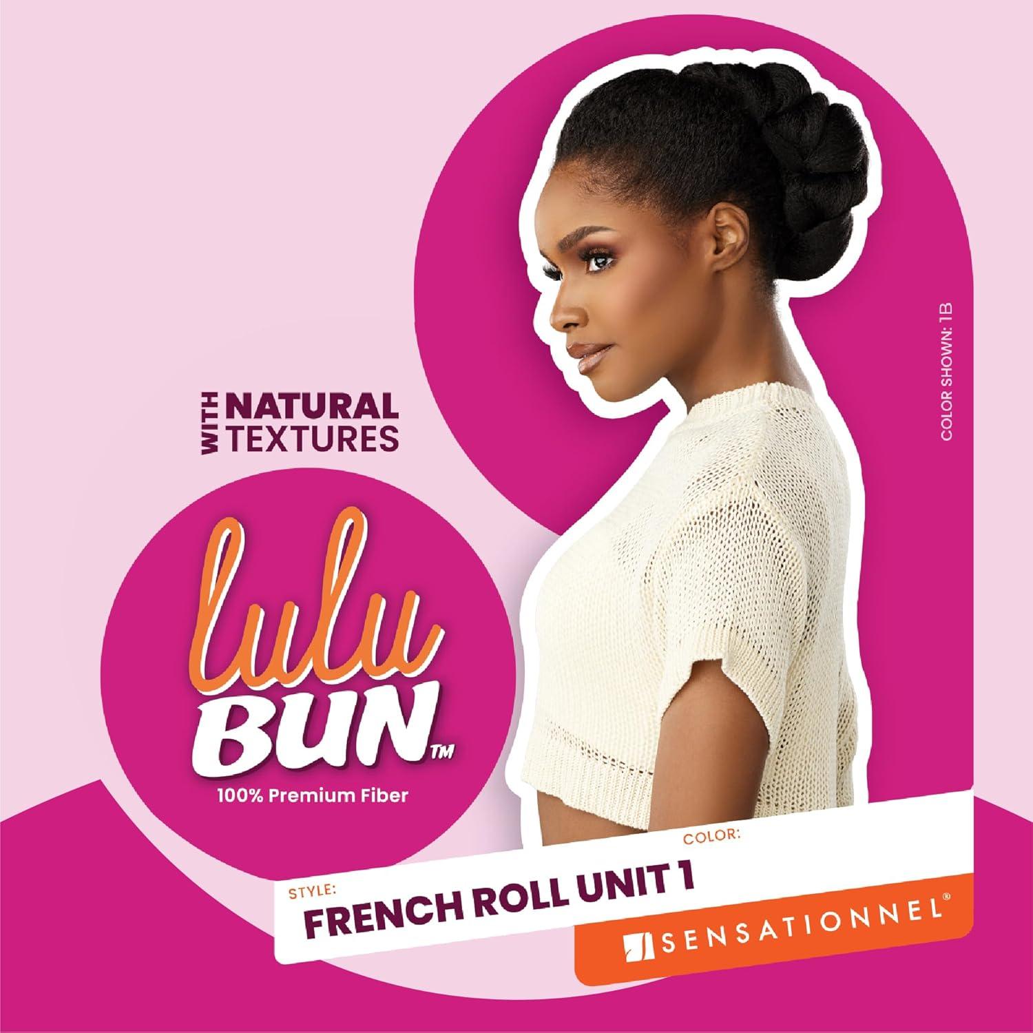imageSensationnel LuluBun Updo Hairextensions French Roll Unit 1 Synthetic Hard Shell Bun with Clips Quick and Easy Wear Hair Wig Piece 1 JETBLACKM280