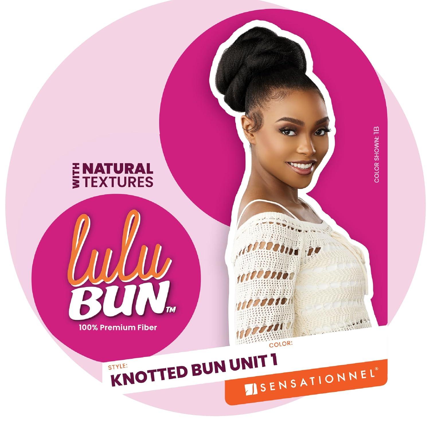 imageSensationnel LuluBun Updo Hairextensions Knotted Bun Unit 1 Synthetic Drawstring Cap Quick and Easy Wear Hair Wig Piece 1 JETBLACK1B OFFBLACK