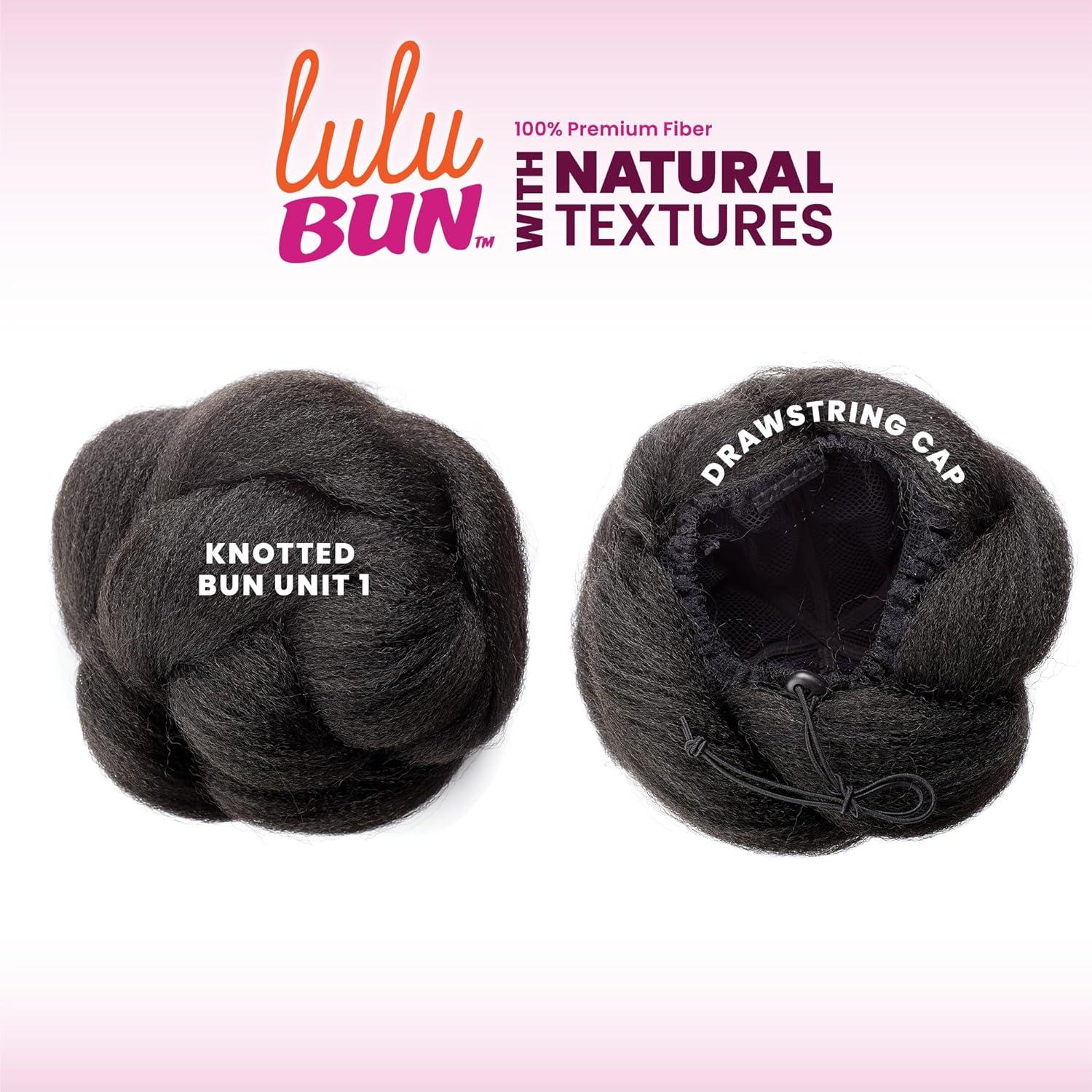 imageSensationnel LuluBun Updo Hairextensions Knotted Bun Unit 1 Synthetic Drawstring Cap Quick and Easy Wear Hair Wig Piece 1 JETBLACK2 DARKBROWN
