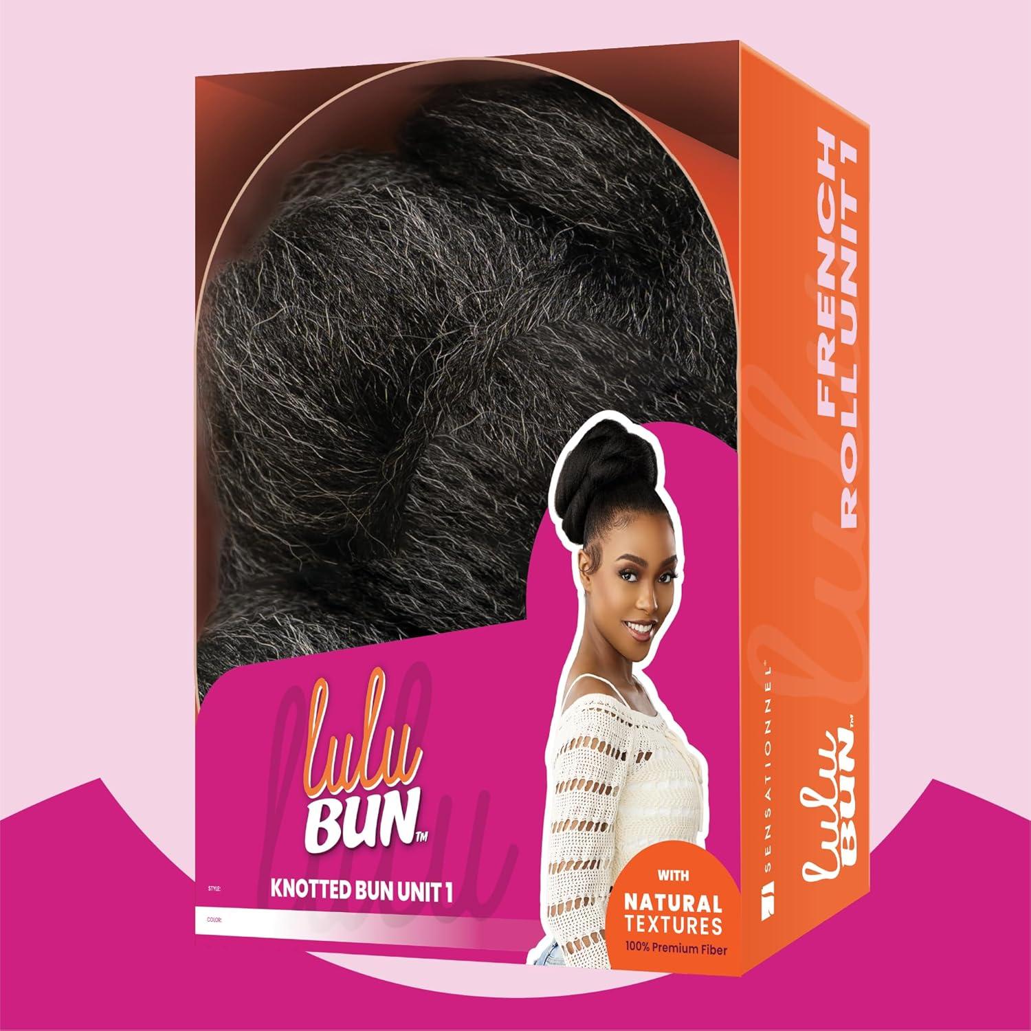 imageSensationnel LuluBun Updo Hairextensions Knotted Bun Unit 1 Synthetic Drawstring Cap Quick and Easy Wear Hair Wig Piece 1 JETBLACKM280
