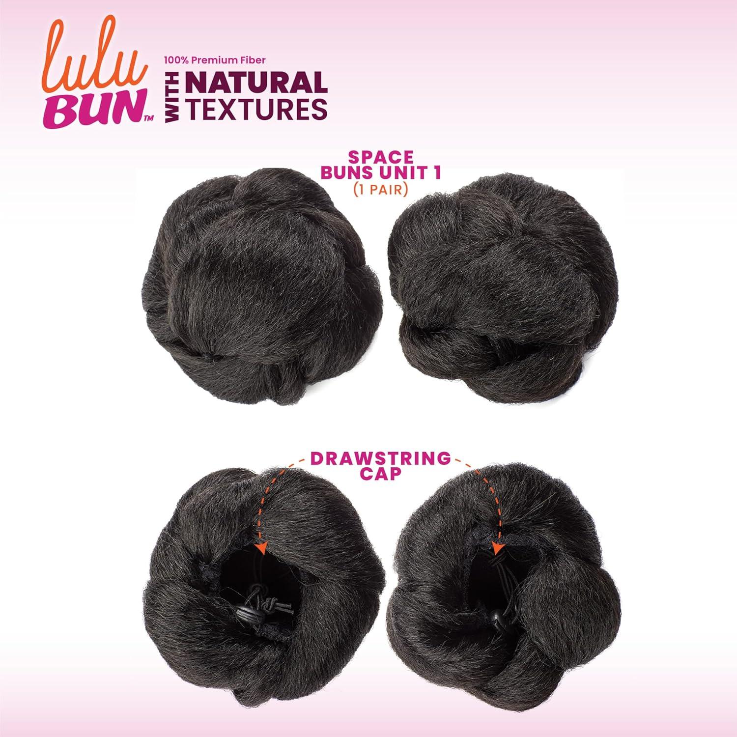 imageSensationnel LuluBun Updo Hairextensions Space Buns Unit 1 Synthetic Drawstring Cap Quick and Easy Wear Hair Wig Piece 1 JETBLACKF1B30