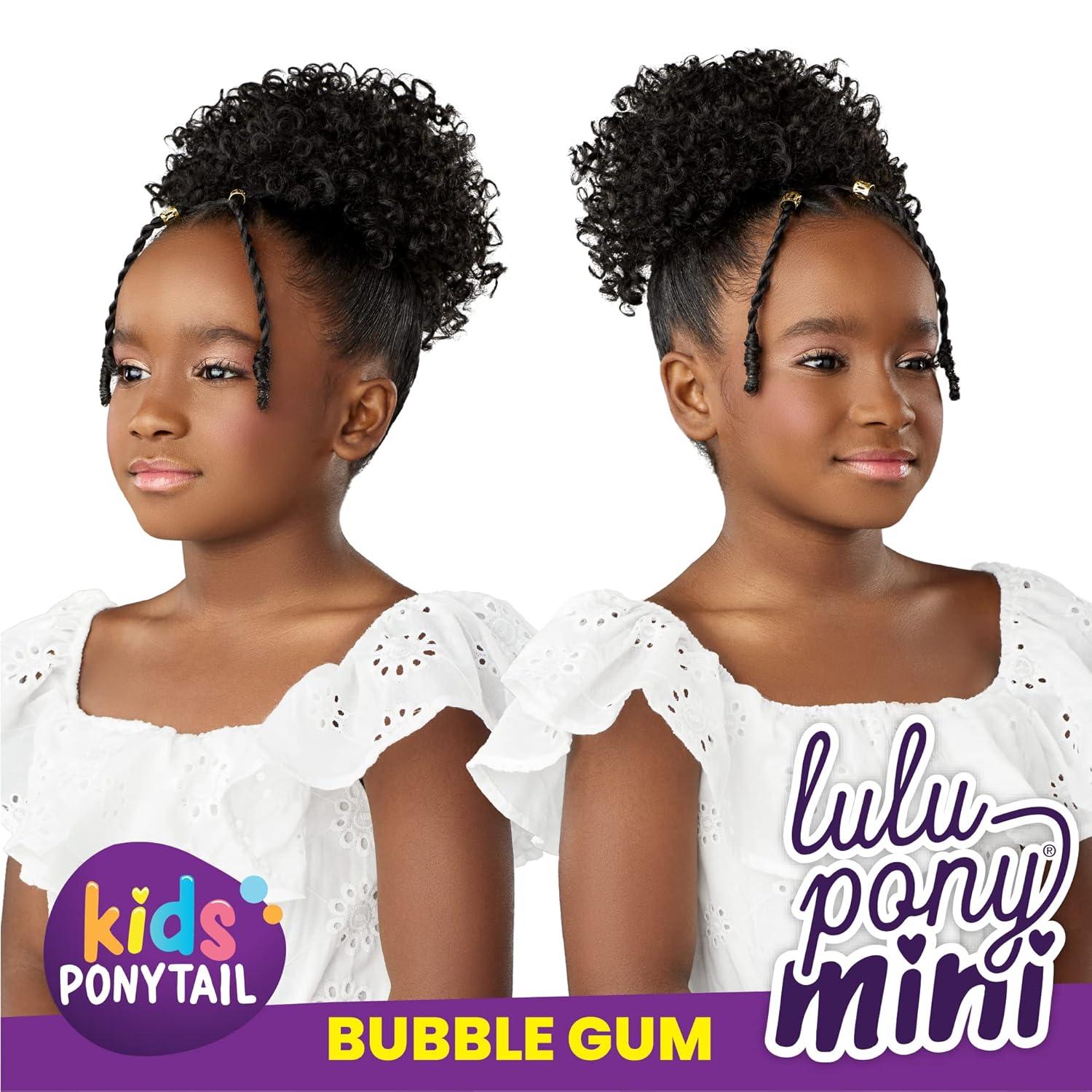 imageSensationnel Lulupony mini bubble gum ponytail drawstring for kids synthetic pony up do wig piece 1 JETBLACK1 JETBLACK