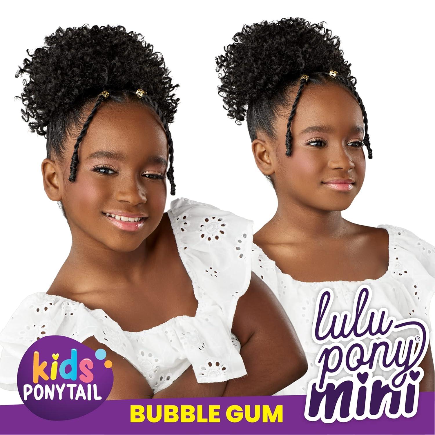 imageSensationnel Lulupony mini bubble gum ponytail drawstring for kids synthetic pony up do wig piece 1 JETBLACK4 MEDBROWN