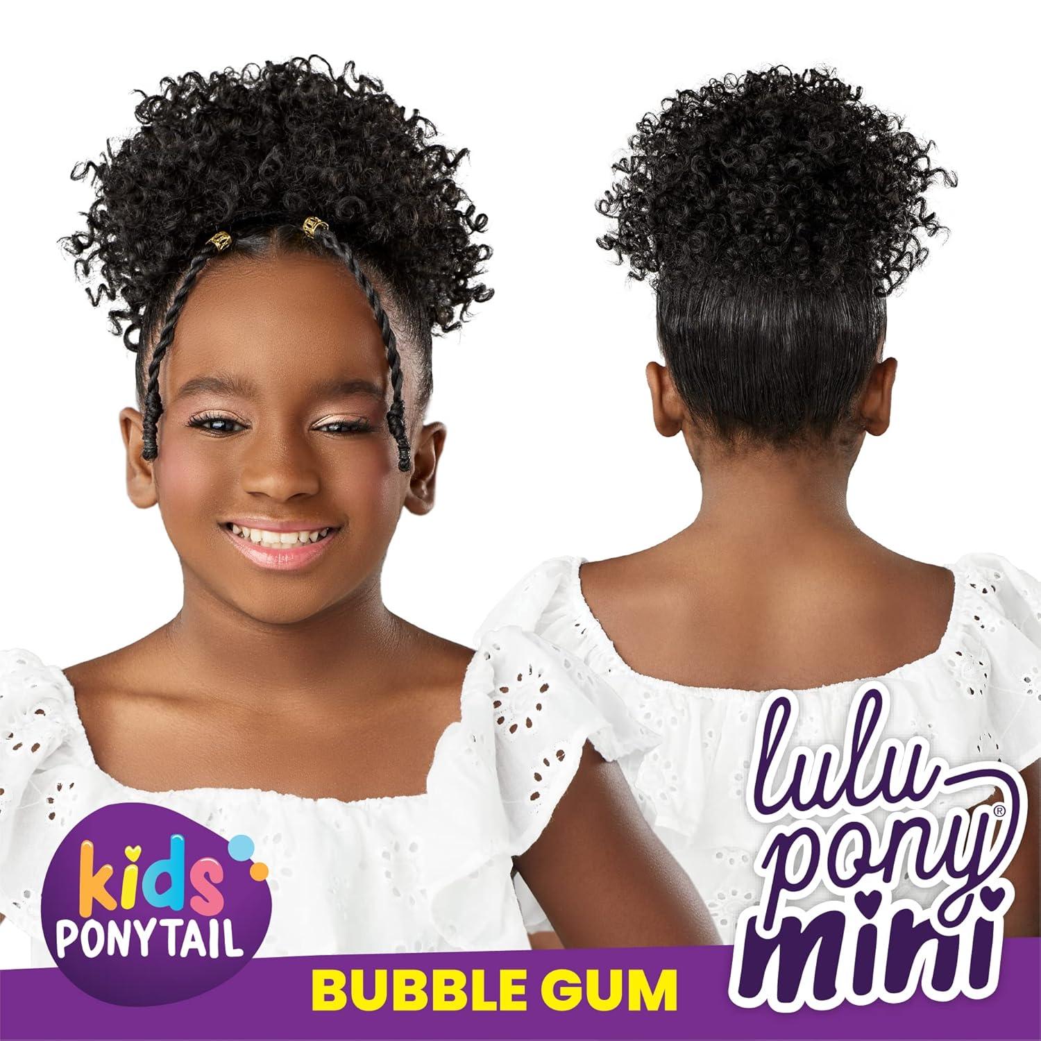 imageSensationnel Lulupony mini bubble gum ponytail drawstring for kids synthetic pony up do wig piece 1 JETBLACKTH2BG