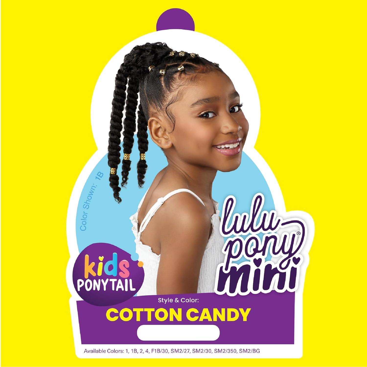 imageSensationnel Lulupony mini cotton candy ponytail drawstring for kids synthetic pony up do wig piece 1 JETBLACKSM227