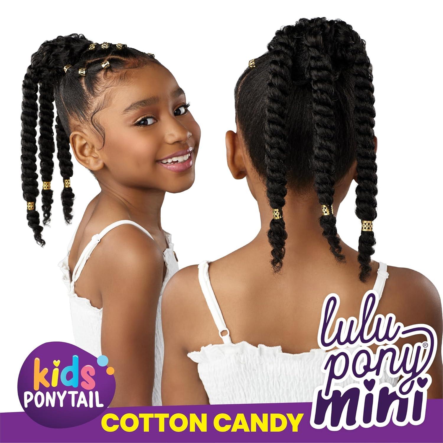 imageSensationnel Lulupony mini cotton candy ponytail drawstring for kids synthetic pony up do wig piece 1 JETBLACKSM2BG