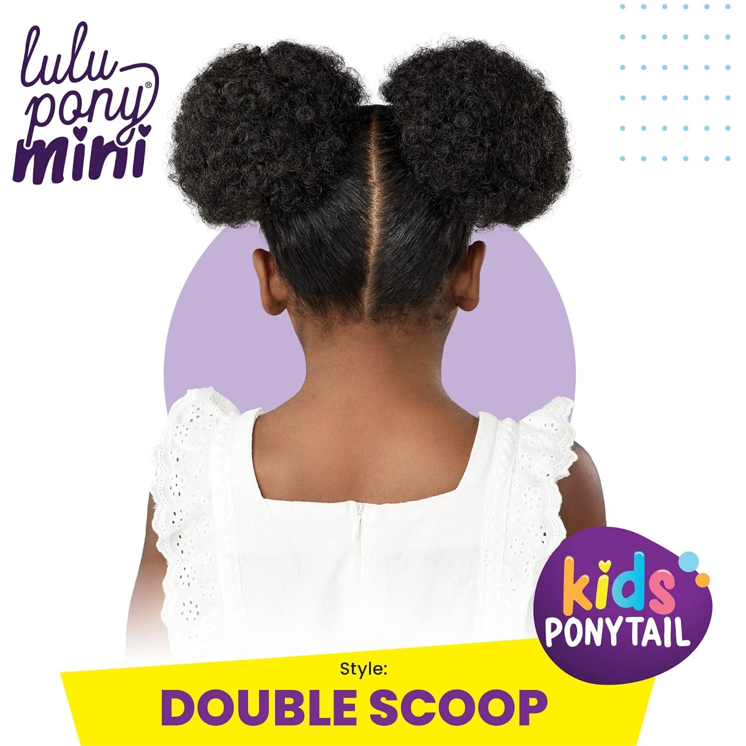imageSensationnel Lulupony mini double scoop ponytail drawstring for kids synthetic pony up do wig piece 1 JETBLACK1B OFFBLACK