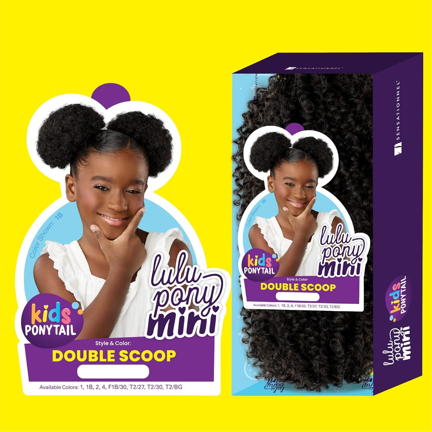 imageSensationnel Lulupony mini double scoop ponytail drawstring for kids synthetic pony up do wig piece 1 JETBLACK1B OFFBLACK