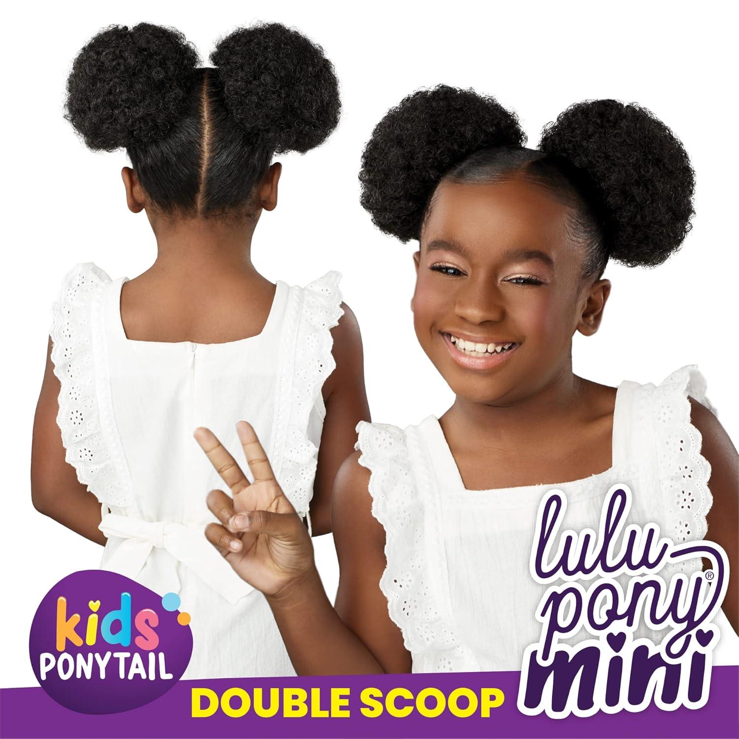 imageSensationnel Lulupony mini double scoop ponytail drawstring for kids synthetic pony up do wig piece 1 JETBLACK2 DARKBROWN