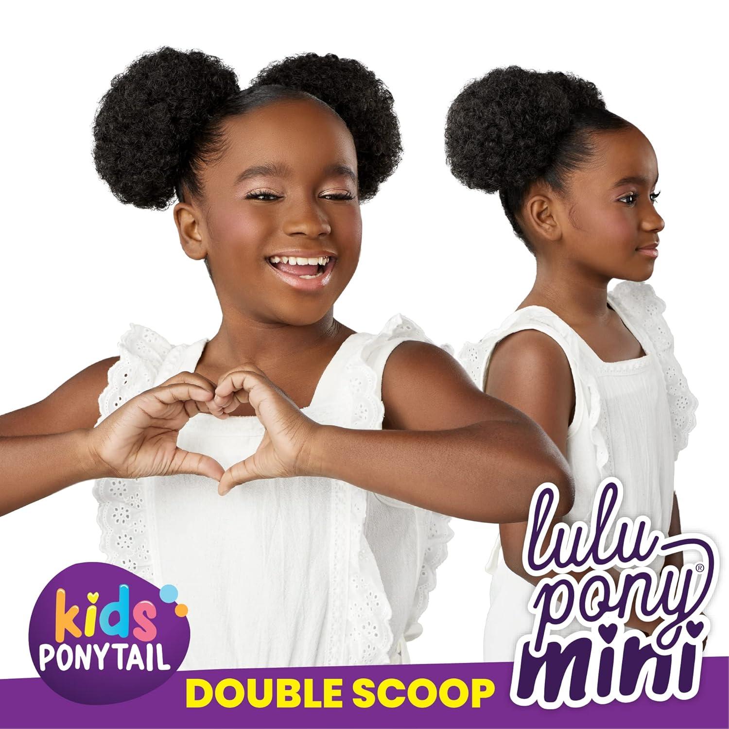 imageSensationnel Lulupony mini double scoop ponytail drawstring for kids synthetic pony up do wig piece 1 JETBLACKF1B30