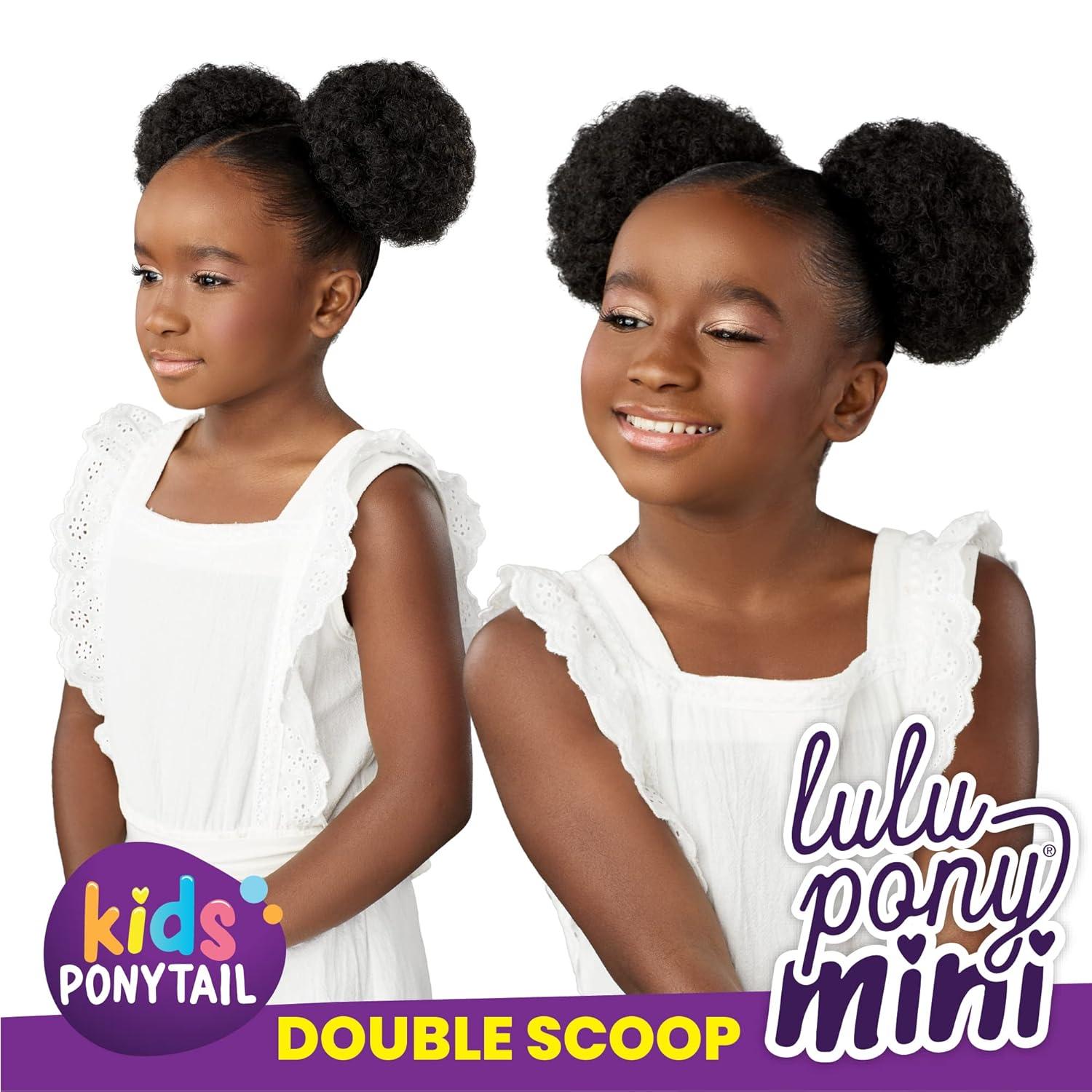 imageSensationnel Lulupony mini double scoop ponytail drawstring for kids synthetic pony up do wig piece 1 JETBLACKF1B30