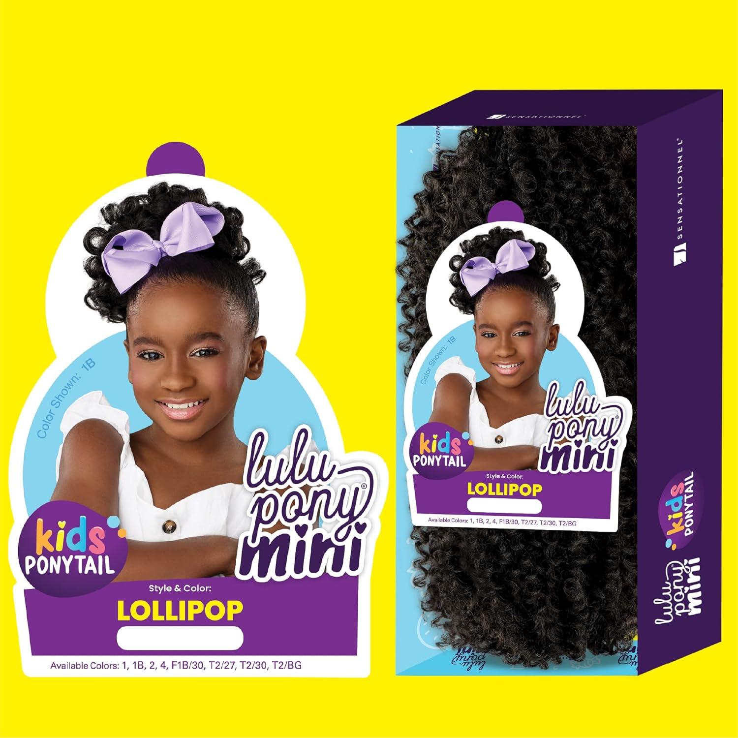 imageSensationnel Lulupony mini lollipop ponytail drawstring for kids synthetic pony up do wig piece 1 JETBLACK2 DARKBROWN