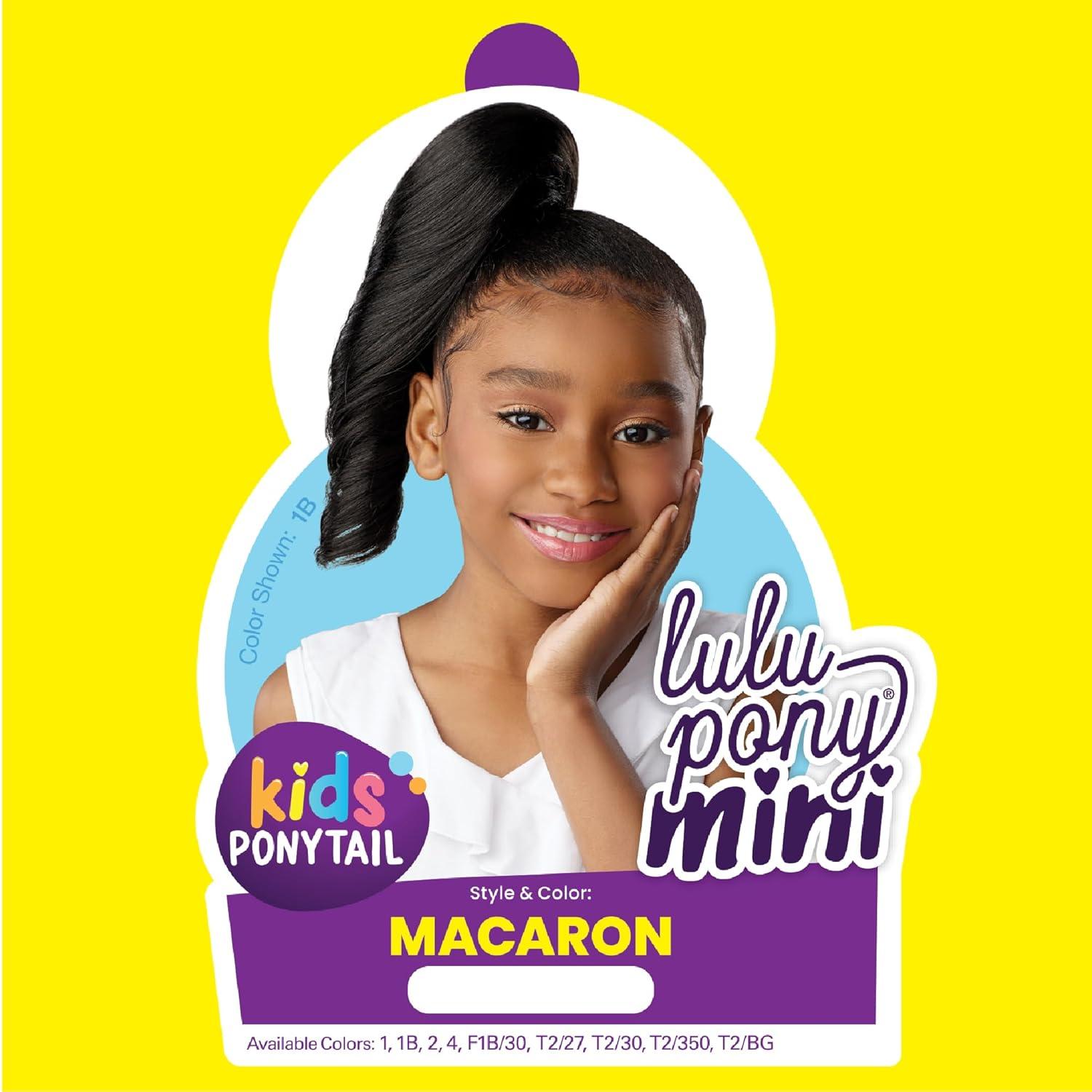 imageSensationnel Lulupony mini macaron ponytail drawstring for kids synthetic pony up do wig piece 1 JETBLACK4 MEDBROWN