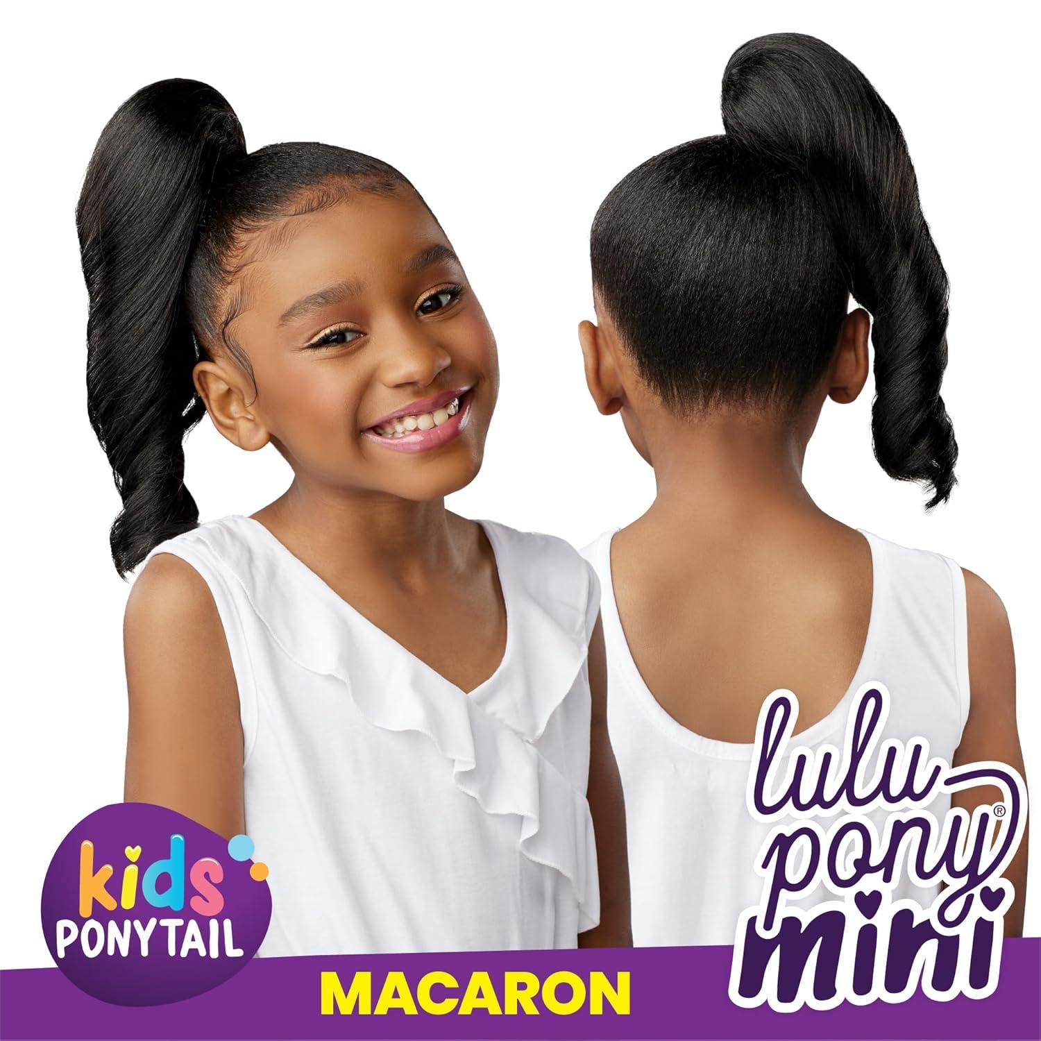 imageSensationnel Lulupony mini macaron ponytail drawstring for kids synthetic pony up do wig piece 1 JETBLACK4 MEDBROWN