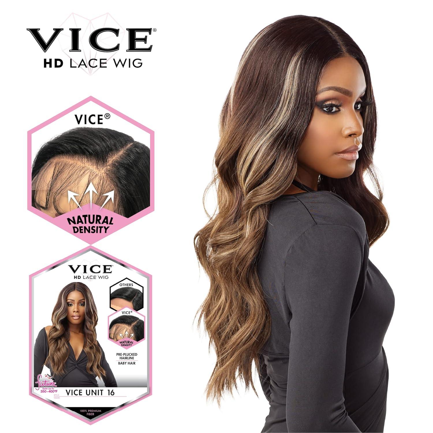 imageSensationnel Vice Lace Front Wigs Unit 16 5 Inch Deep Part Synthetic Preplucked Hairline LT613BLUEFUCHSIA