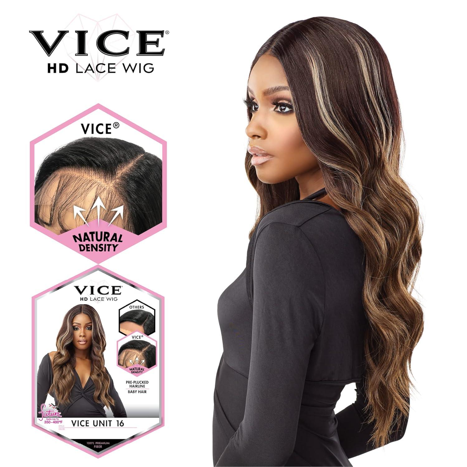 imageSensationnel Vice Lace Front Wigs Unit 16 5 Inch Deep Part Synthetic Preplucked Hairline LT613BLUEFUCHSIA