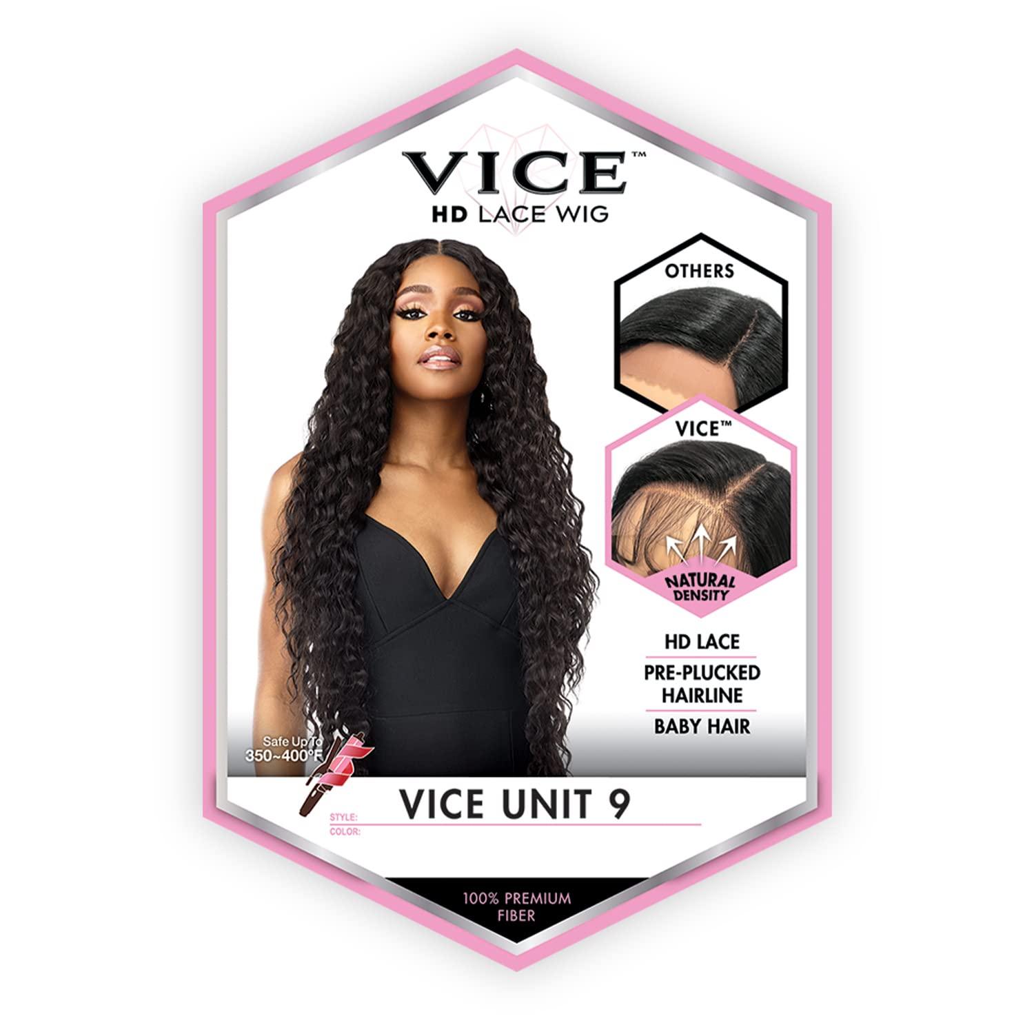 imageSensationnel Vice Lace Front Wigs Unit 9 5 Inch Deep Part Synthetic Preplucked Hairline 1 JETBLACKTopBottom Mix DarkBrown LightAuburn T230