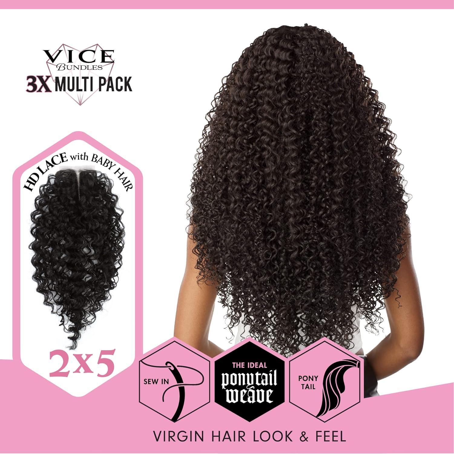 imageSensationnel Vice bundles multi weaving boho curl synthetic virgin hair dupe bundle hair layered with 2x5 Lace Closure 14 16 18 Inch 613 BLONDE613 BLONDE