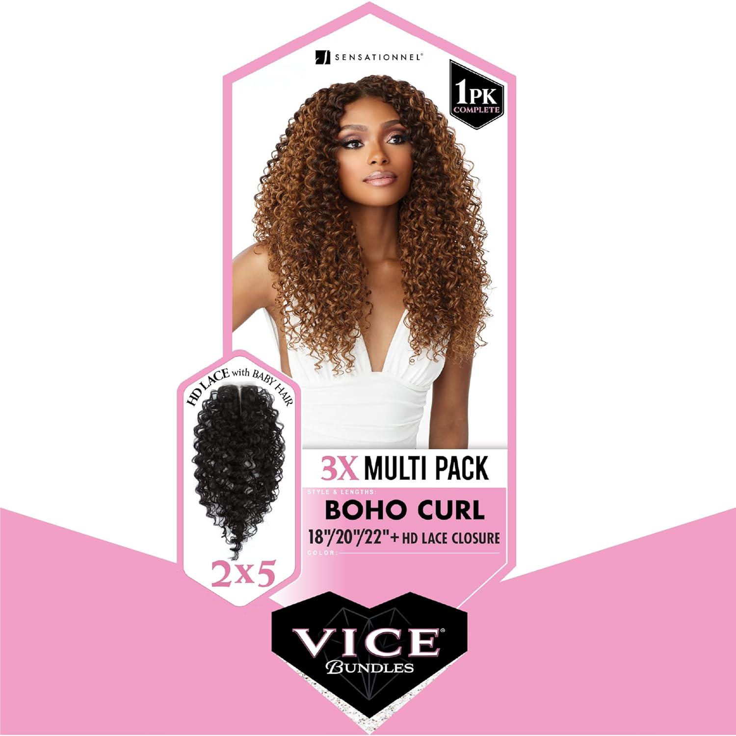 imageSensationnel Vice bundles multi weaving boho curl synthetic virgin hair dupe bundle hair layered with 2x5 Lace Closure 14 16 18 Inch 613 BLONDEBALAYAGEBLONDE