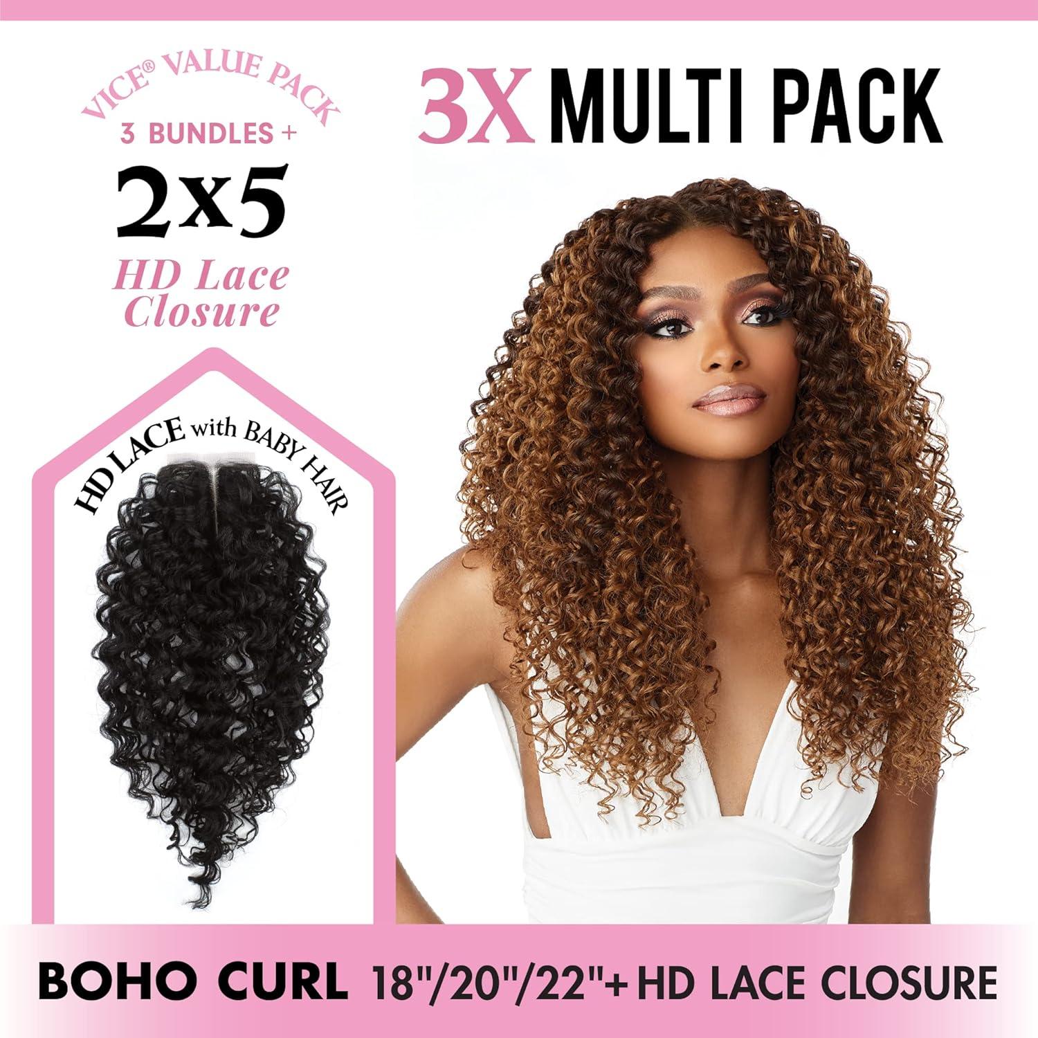 imageSensationnel Vice bundles multi weaving boho curl synthetic virgin hair dupe bundle hair layered with 2x5 Lace Closure 14 16 18 Inch 613 BLONDEBALAYAGEBLONDE