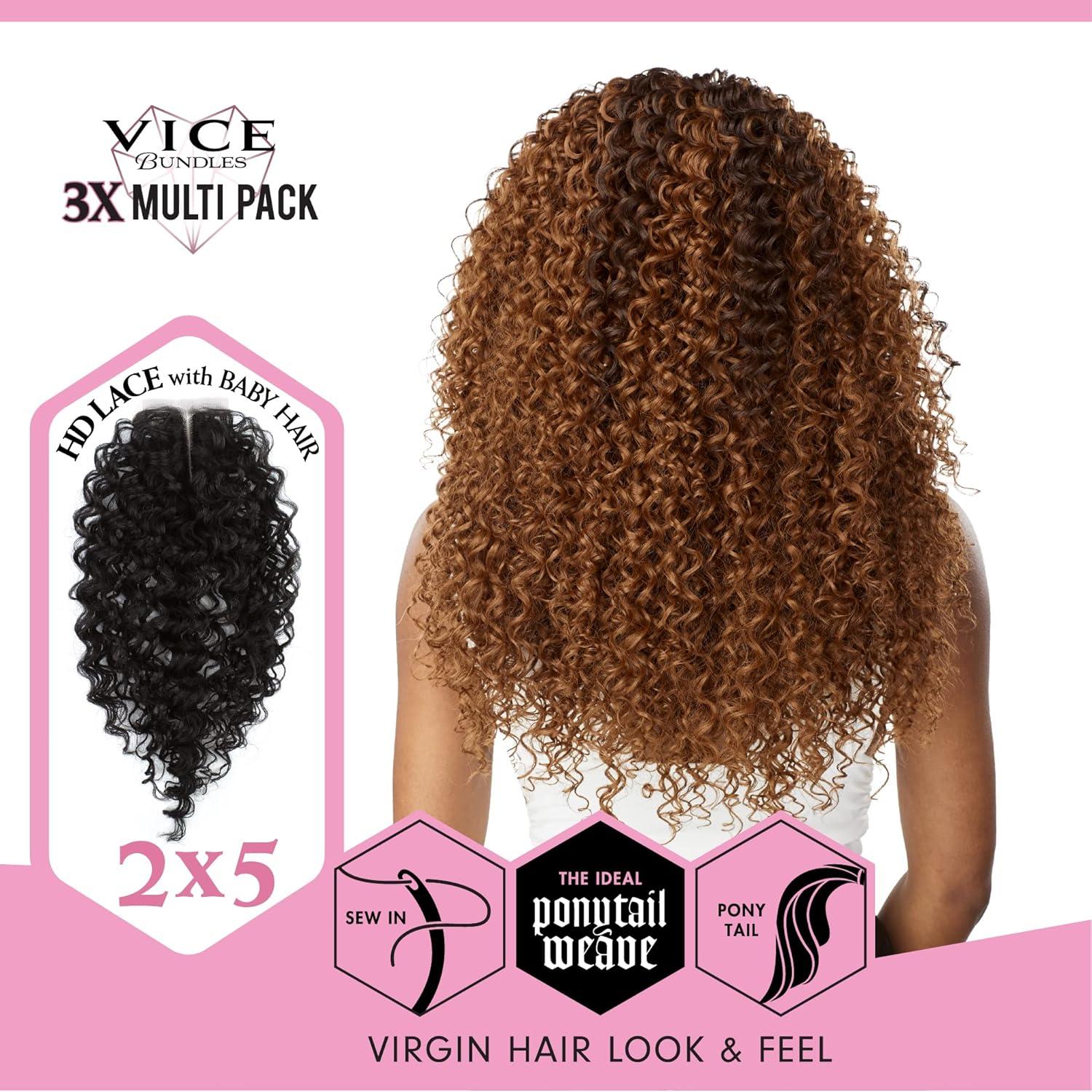 imageSensationnel Vice bundles multi weaving boho curl synthetic virgin hair dupe bundle hair layered with 2x5 Lace Closure 14 16 18 Inch 613 BLONDEBALAYAGEBLONDE