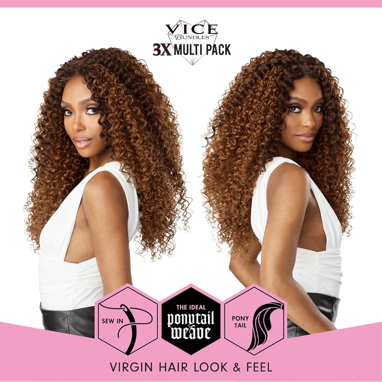 imageSensationnel Vice bundles multi weaving boho curl synthetic virgin hair dupe bundle hair layered with 2x5 Lace Closure 14 16 18 Inch 613 BLONDET230