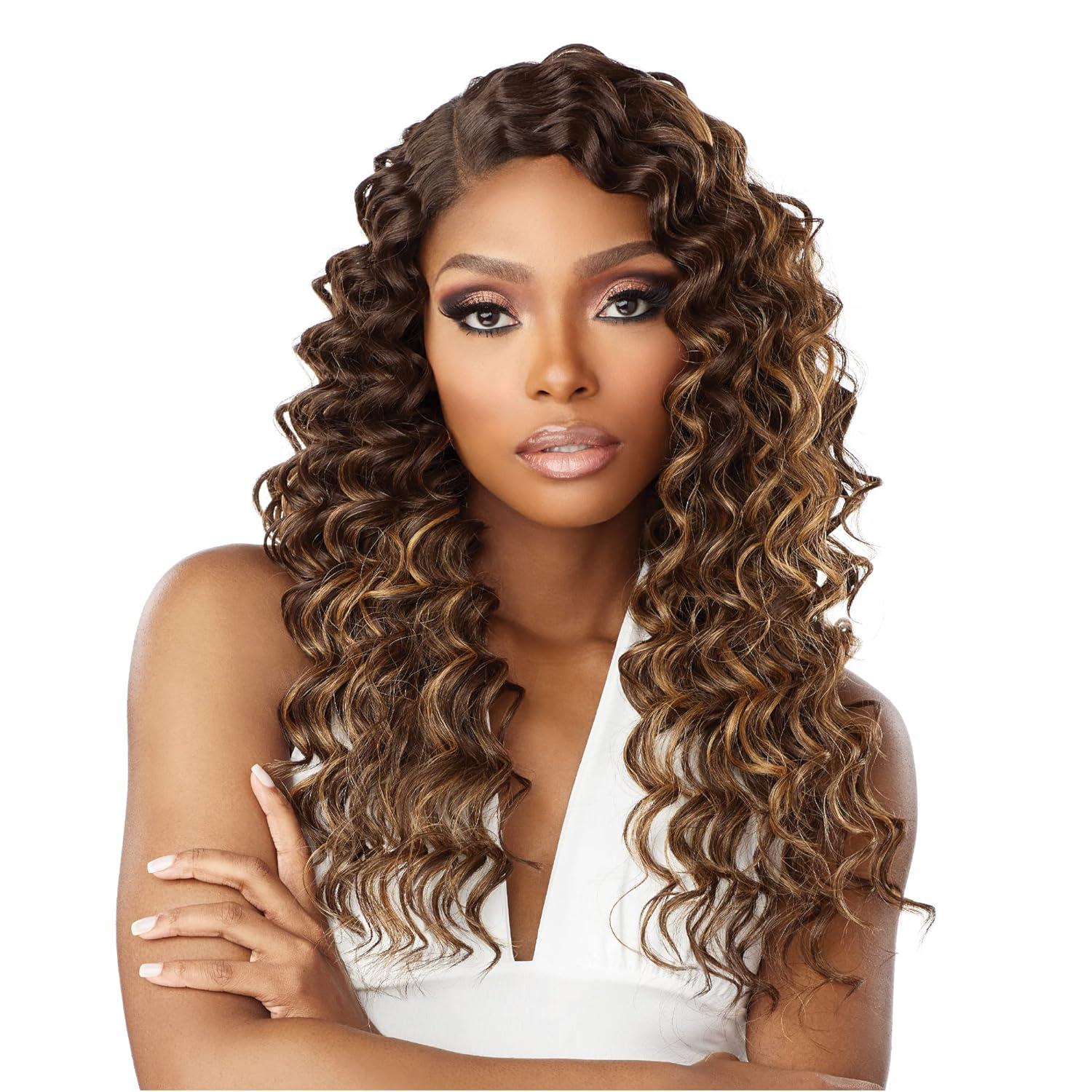 imageSensationnel Vice bundles multi weaving deep twist synthetic virgin hair dupe bundle hair layered with 2x5 Lace Closure 14 16 18 Inch BALAYAGEBLONDET227