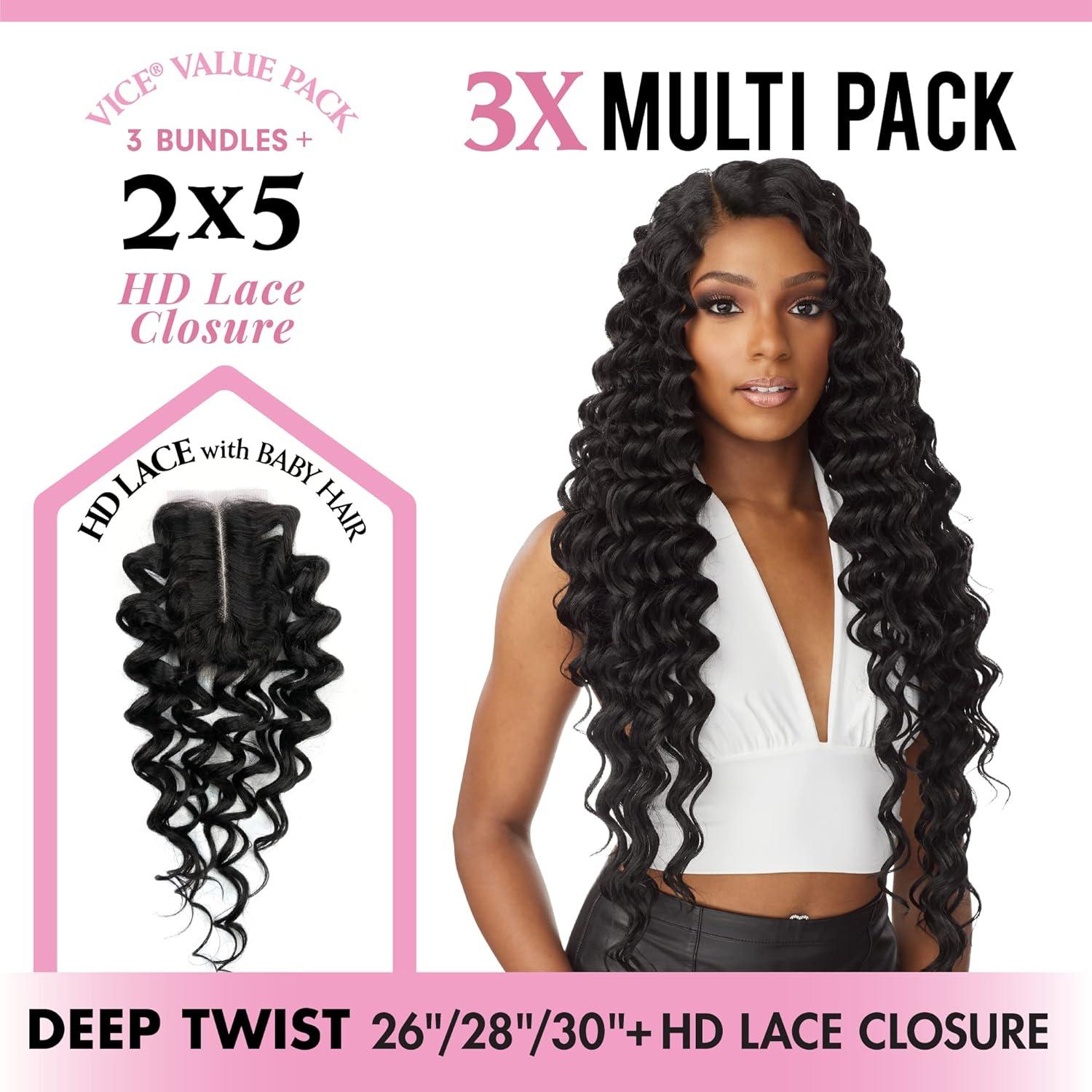 imageSensationnel Vice bundles multi weaving deep twist synthetic virgin hair dupe bundle hair layered with 2x5 Lace Closure 14 16 18 Inch BALAYAGEBLONDET227