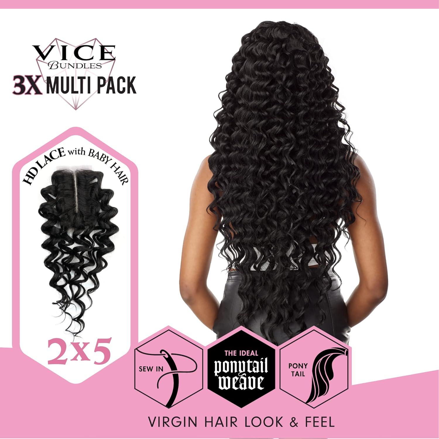 imageSensationnel Vice bundles multi weaving deep twist synthetic virgin hair dupe bundle hair layered with 2x5 Lace Closure 14 16 18 Inch BALAYAGEBLONDET227