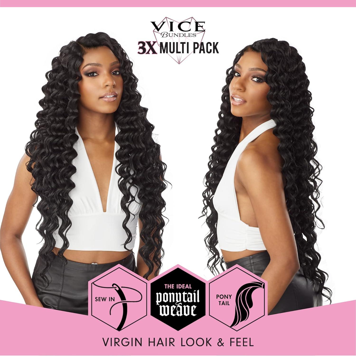 imageSensationnel Vice bundles multi weaving deep twist synthetic virgin hair dupe bundle hair layered with 2x5 Lace Closure 14 16 18 Inch BALAYAGEBLONDET227