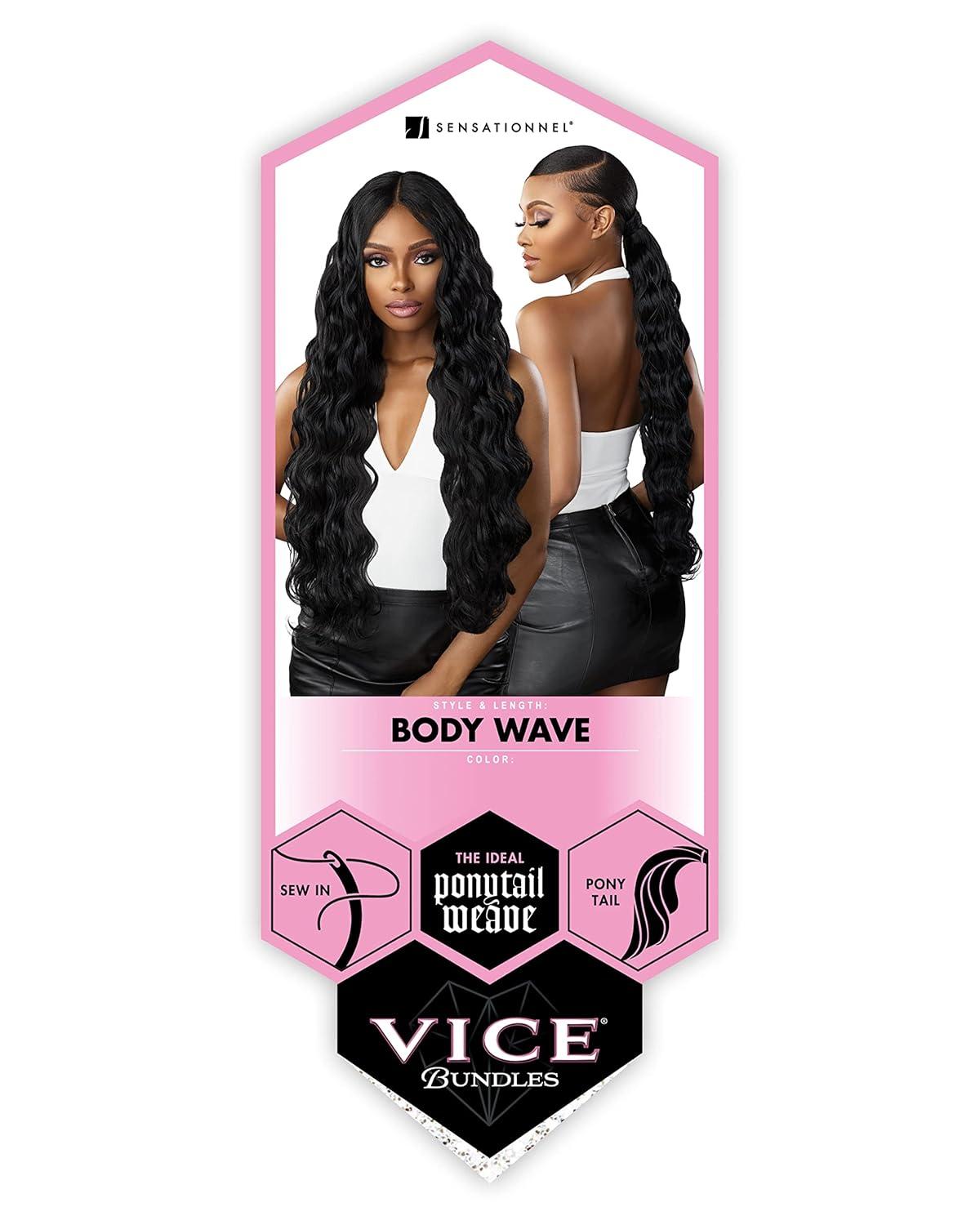 imageSensationnel Vice bundles weaving body wave 24 inch synthetic virgin hair dupe weave bundle hair sew in and pony tail long length 1 pack 613 BLONDE613 BLONDE