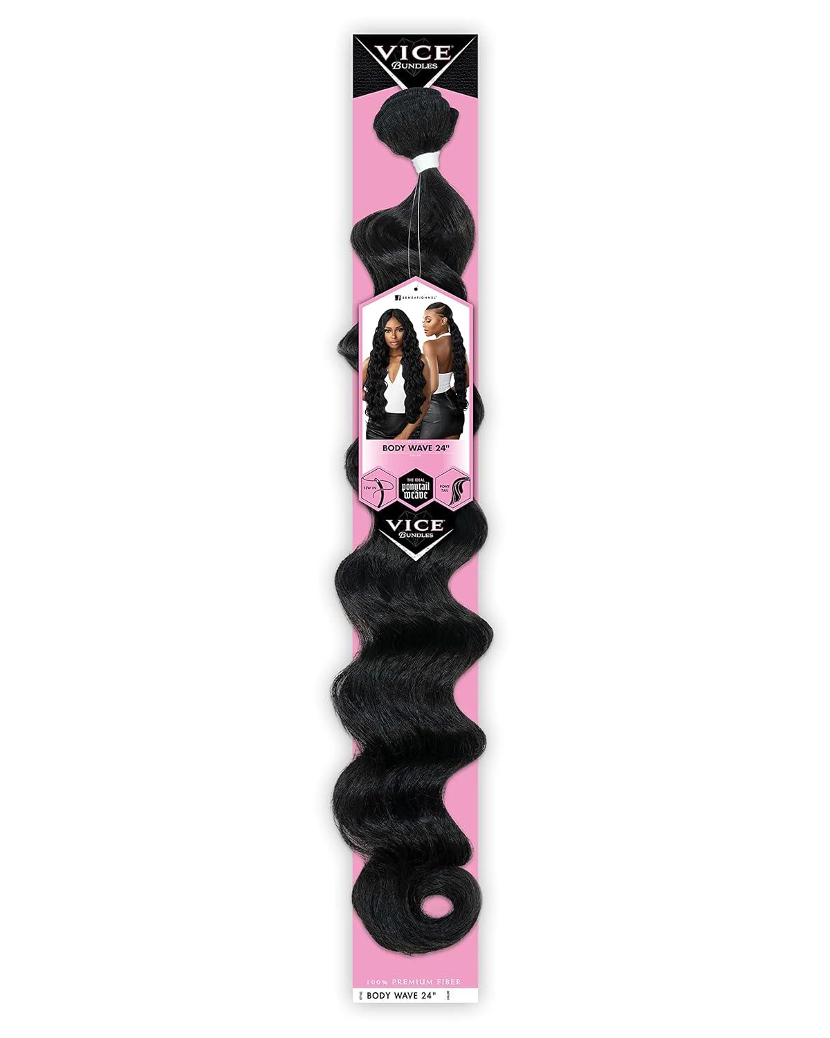 imageSensationnel Vice bundles weaving body wave 36 inch synthetic virgin hair dupe weave bundle hair sew in and pony tail long length 1 pack 27 HONEYBLONDE30 LIGHTAUBURN