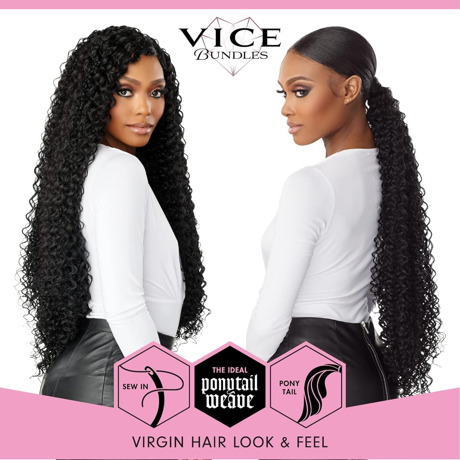 imageSensationnel Vice bundles weaving boho curl 24 inch synthetic virgin hair dupe weave bundle hair sew in and pony tail long length 1 pack 27 HONEYBLONDE613 BLONDE