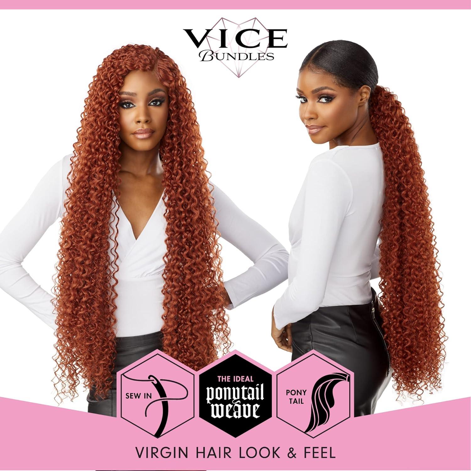 imageSensationnel Vice bundles weaving boho curl 30 inch synthetic virgin hair dupe weave bundle hair sew in and pony tail long length 1 pack 1B OFFBLACK27 HONEYBLONDE