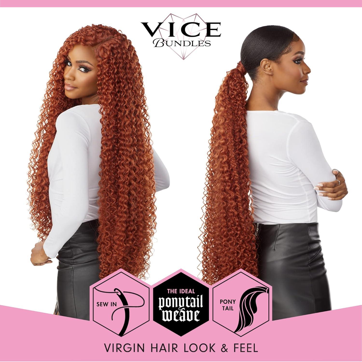 imageSensationnel Vice bundles weaving boho curl 30 inch synthetic virgin hair dupe weave bundle hair sew in and pony tail long length 1 pack 1B OFFBLACK27 HONEYBLONDE