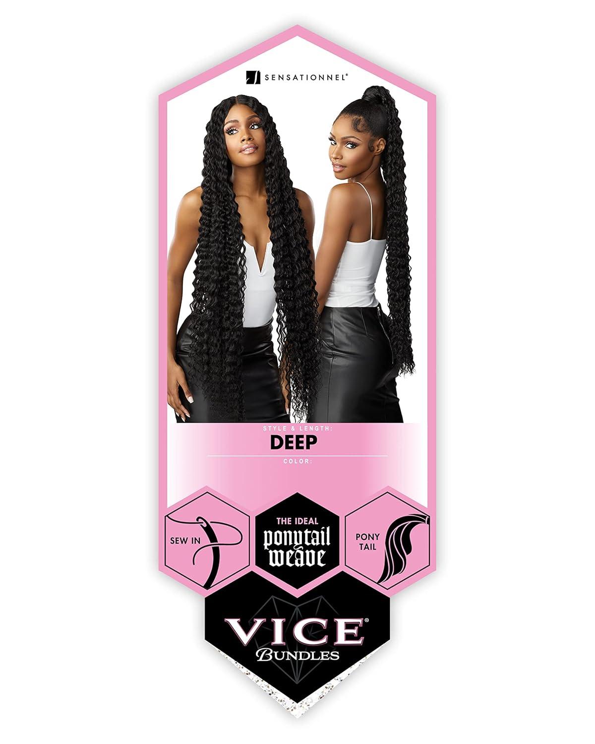 imageSensationnel Vice bundles weaving deep 30 inch synthetic virgin hair dupe weave bundle hair sew in and pony tail long length 1 pack 2 DARKBROWNRedish Auburn 350