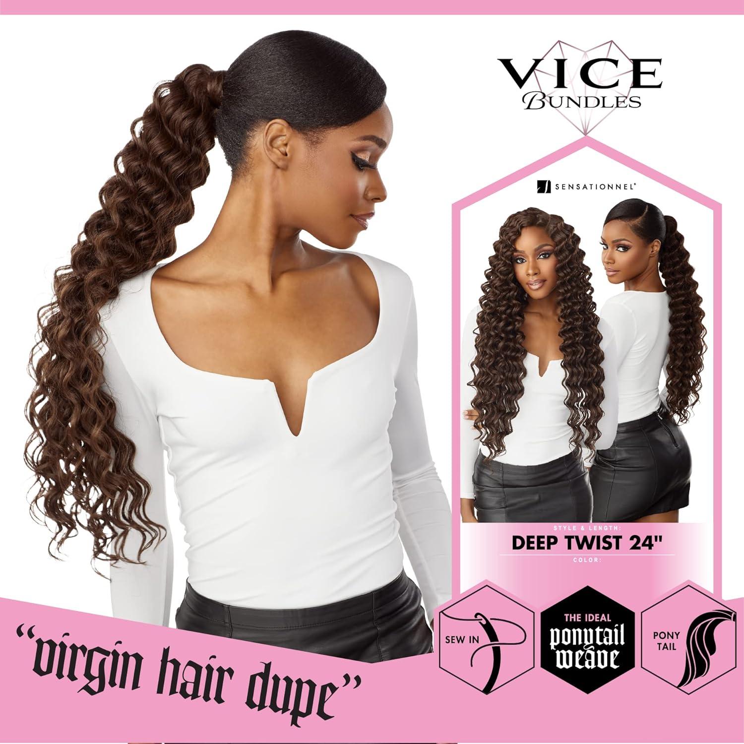 imageSensationnel Vice bundles weaving deep twist 24 inch synthetic virgin hair dupe weave bundle hair sew in and pony tail long length 1 pack 27 HONEYBLONDE613 BLONDE