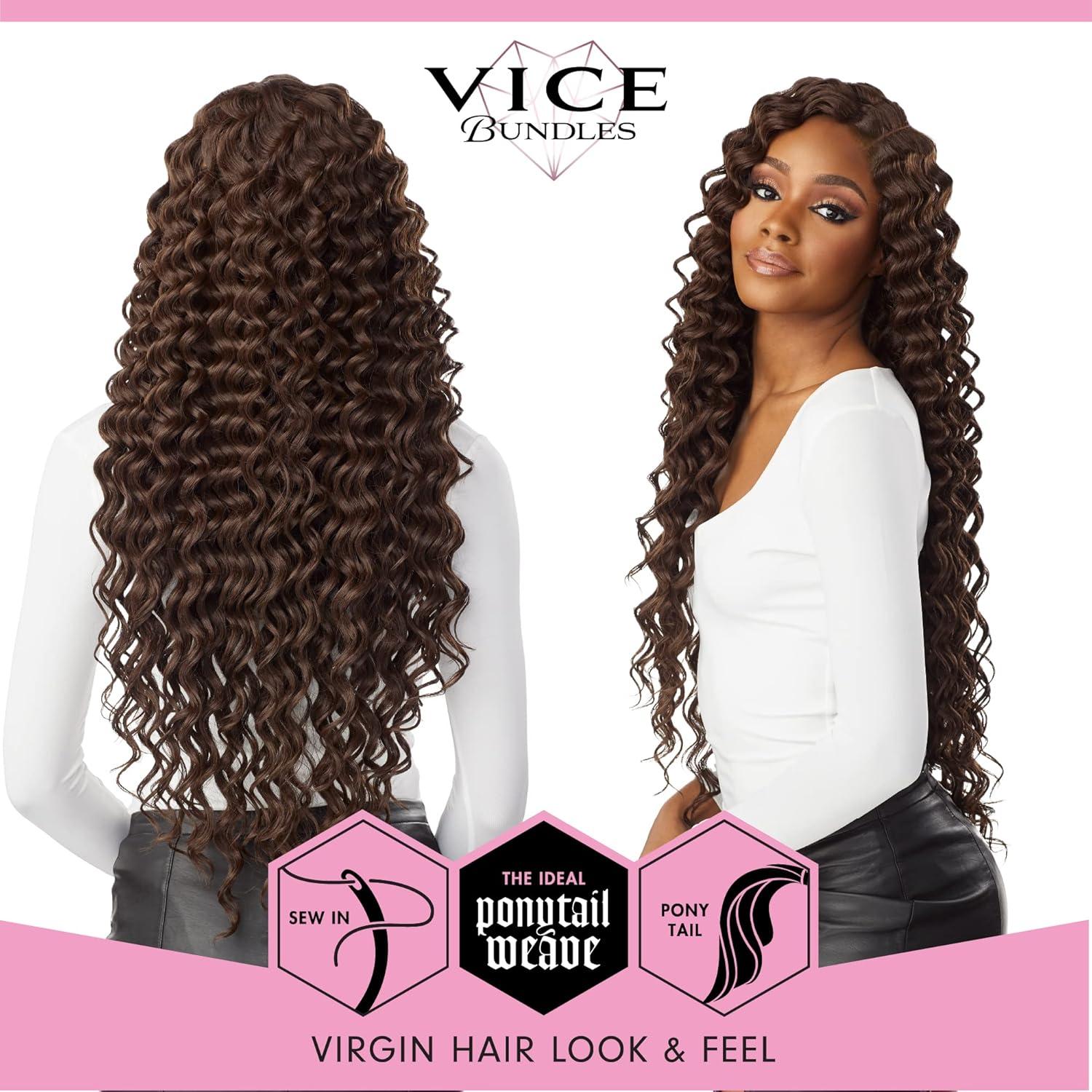 imageSensationnel Vice bundles weaving deep twist 24 inch synthetic virgin hair dupe weave bundle hair sew in and pony tail long length 1 pack 27 HONEYBLONDE613 BLONDE