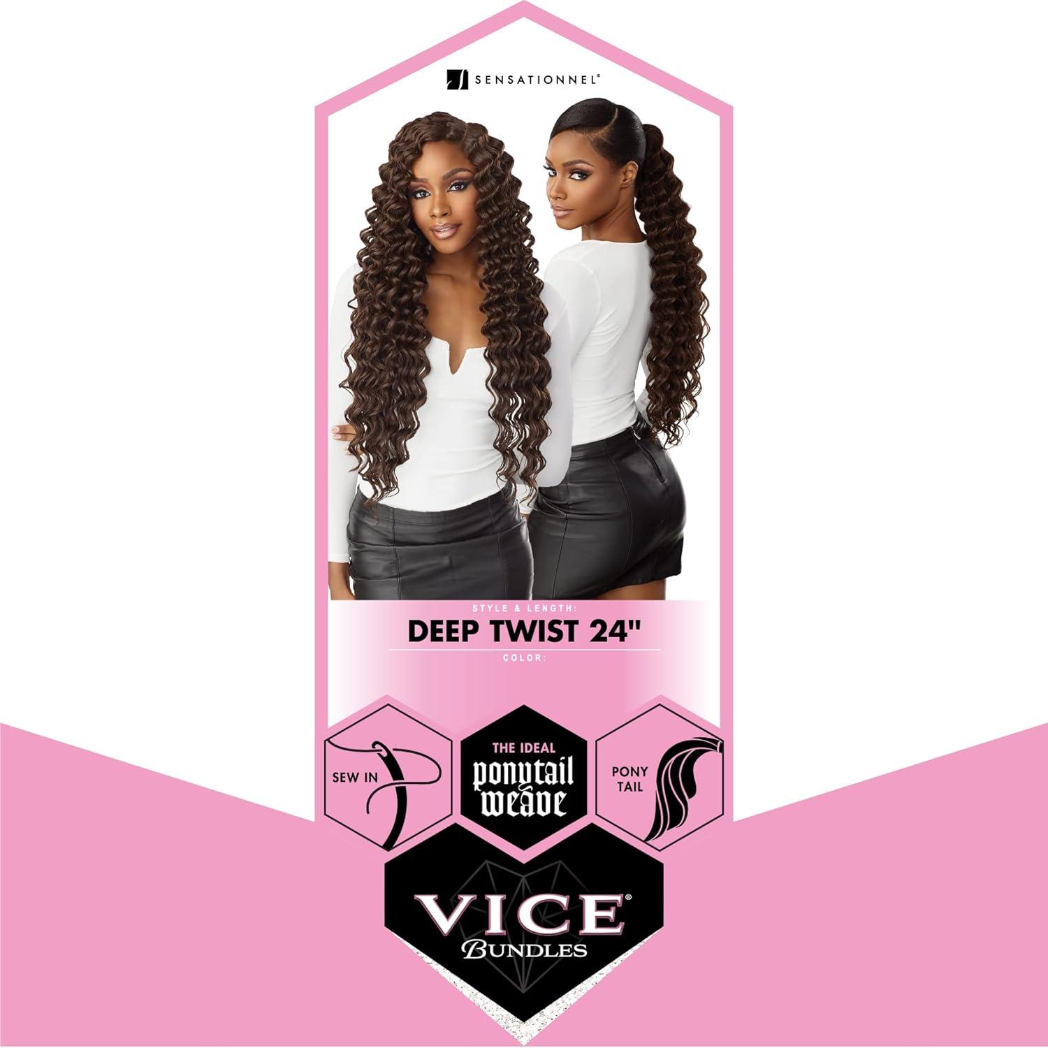 imageSensationnel Vice bundles weaving deep twist 24 inch synthetic virgin hair dupe weave bundle hair sew in and pony tail long length 1 pack 27 HONEYBLONDE27 HONEYBLONDE