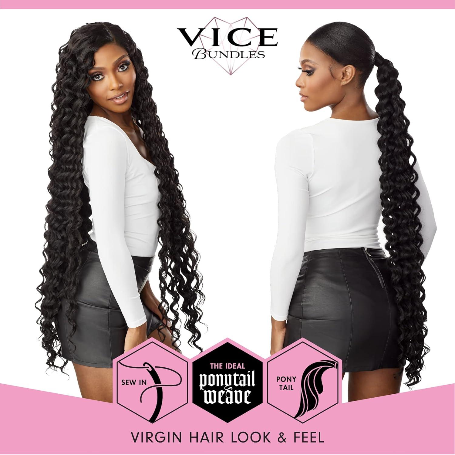 imageSensationnel Vice bundles weaving deep twist 36 inch synthetic virgin hair dupe weave bundle hair sew in and pony tail long length 1 pack 2 DARKBROWN613 BLONDE