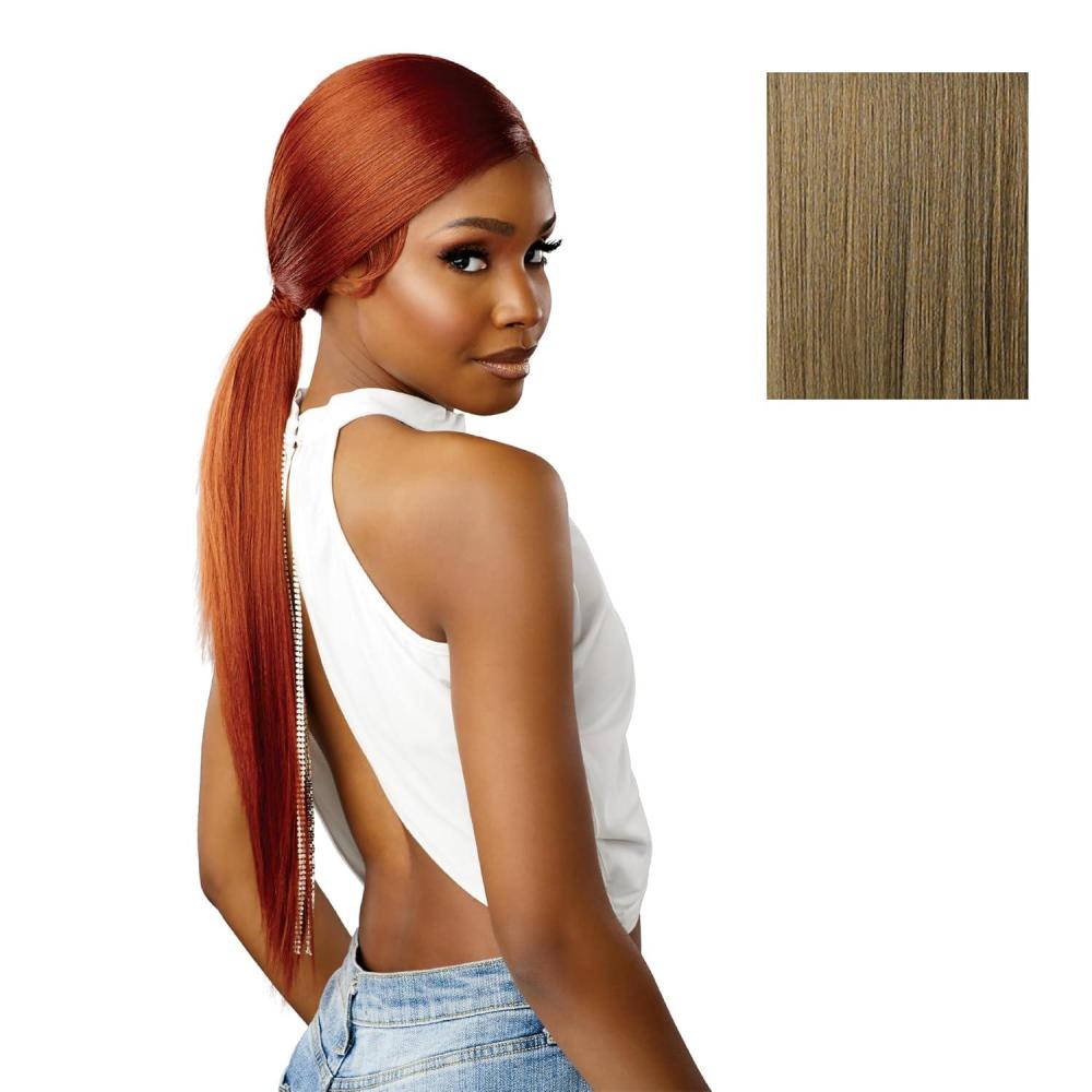 imageSensationnel Dashly Lace Front Wig Unit 51 Low Ponytail Wrap Style Hand Tied Laceparting Ear to Ear Synthetic 1 JETBLACKLIGHTASHBROWN