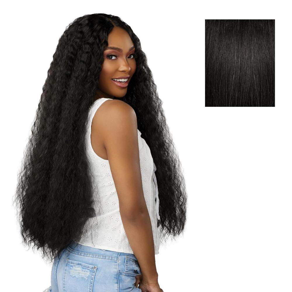 imageSensationnel Dashly Lace Front Wig Unit 52 Hand Tied Laceparting Ear to Ear Synthetic 1 JETBLACK1B OFFBLACK