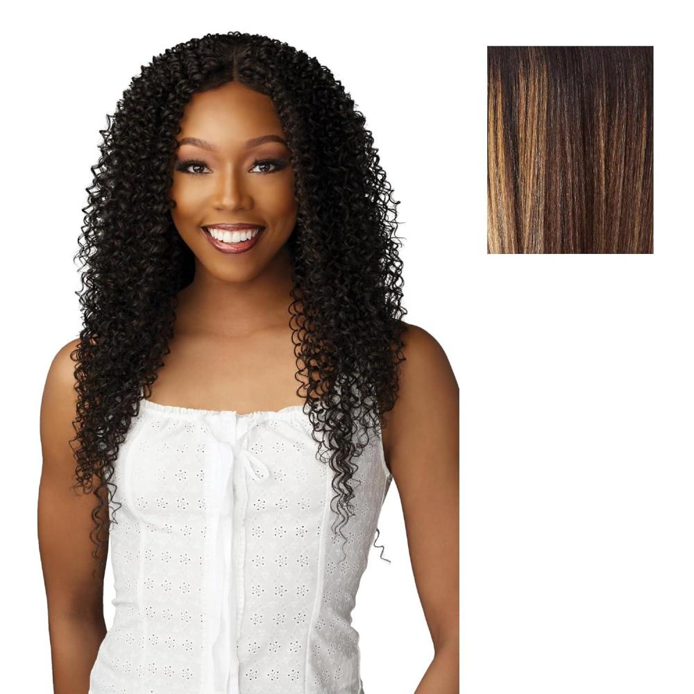 imageSensationnel Dashly Lace Front Wig Unit 54 Hand Tied Laceparting Ear to Ear Synthetic 1 JETBLACKBALAYAGESUNKISSED