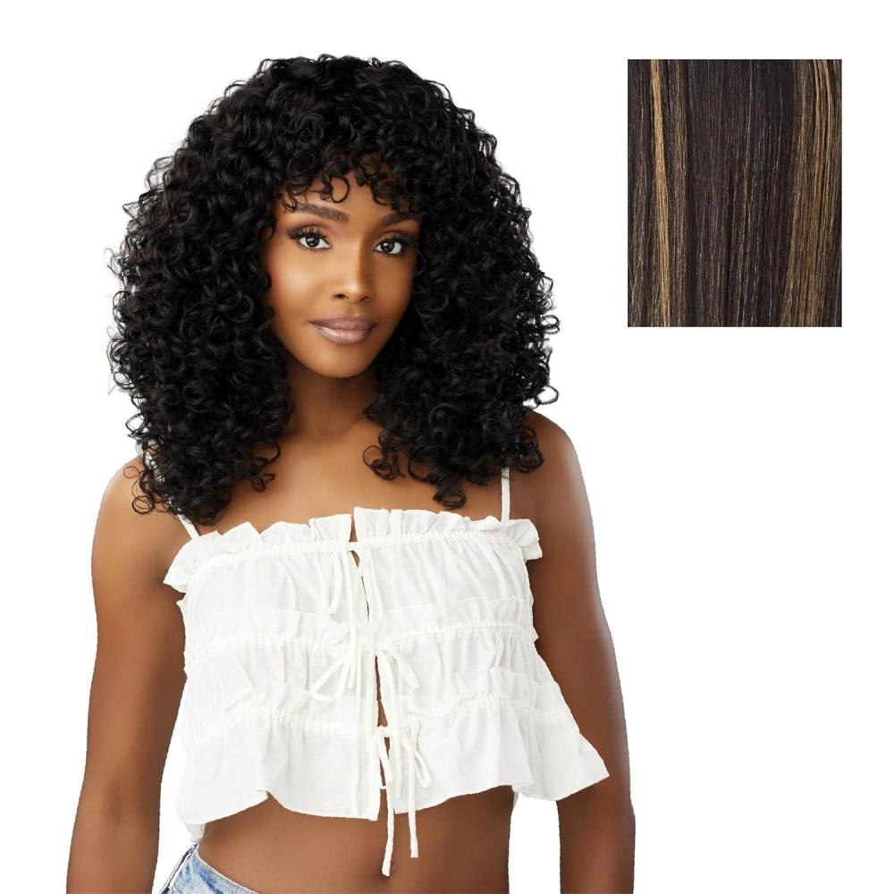 imageSensationnel Dashly Wig Unit 27 Non Lace Cap Ready to Wear Synthetic 1 JETBLACKBALAYAGEGOLD