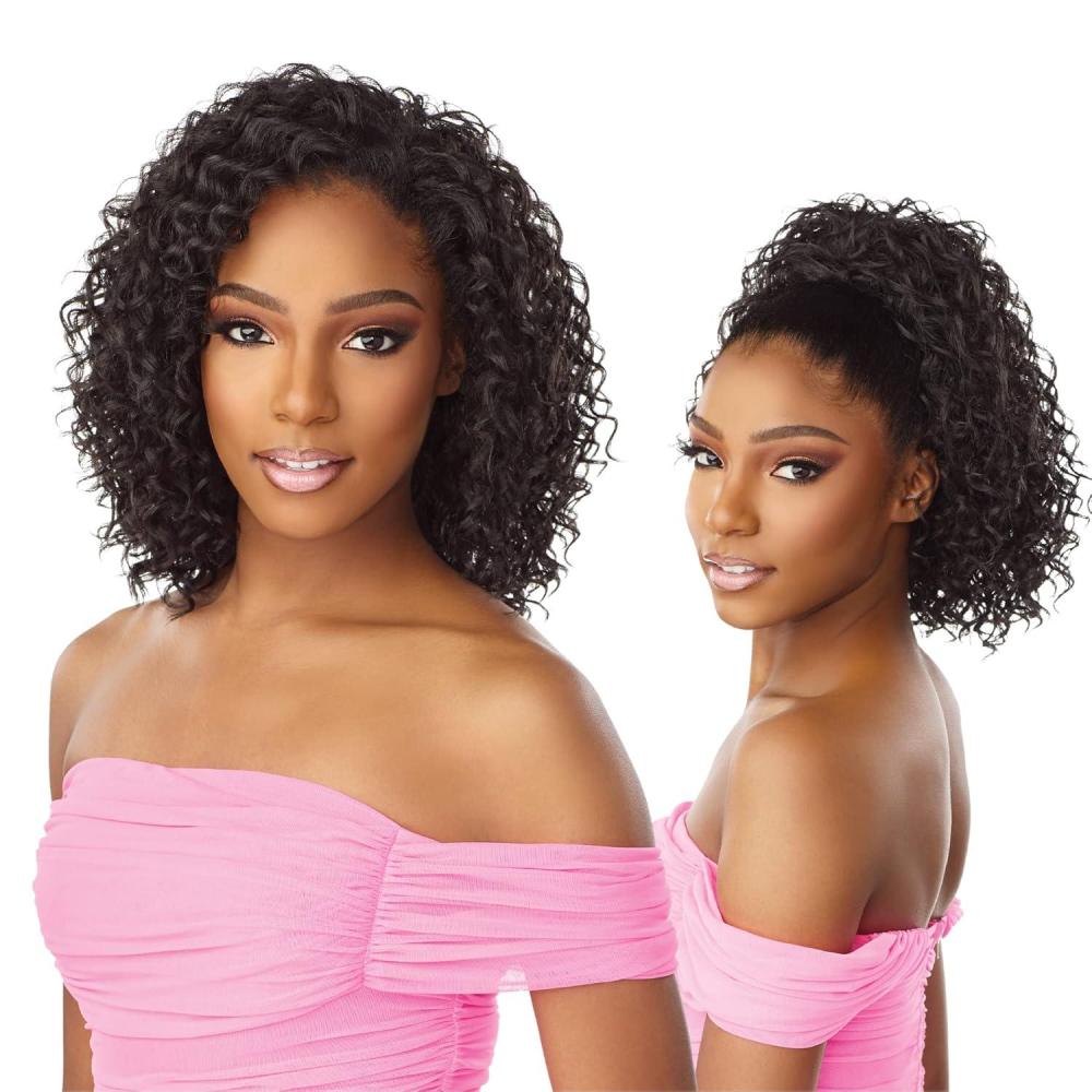 imageSensationnel Instant Weave Half Wig 14 Synthetic Blendwig Adjustable Drawstring for Seamless Hair Blending 1 JETBLACK2 DARKBROWN
