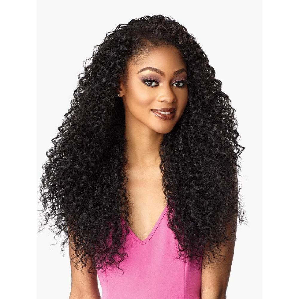 imageSensationnel Instant Weave Half Wig 5 Synthetic Blendwig Adjustable Drawstring for Seamless Hair Blending 1 JETBLACK1B OFFBLACK